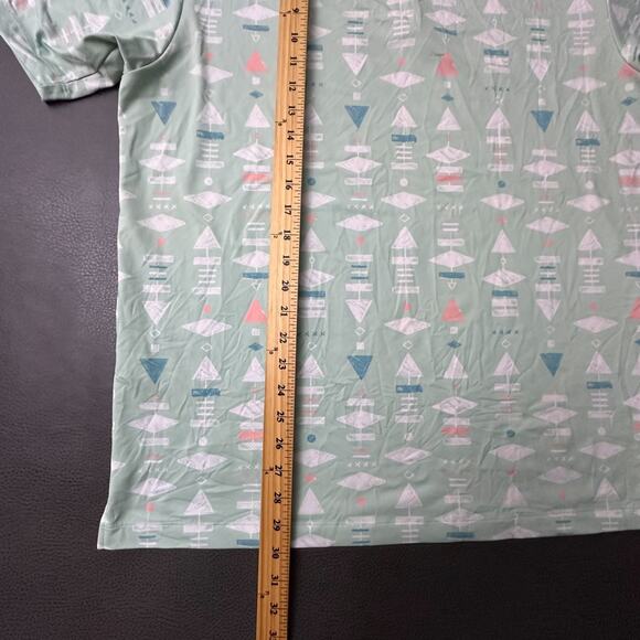 Bad Birdie Shirt Mens XL Green Performance Golf Polo All Over Print Geometric - Picture 7 of 9